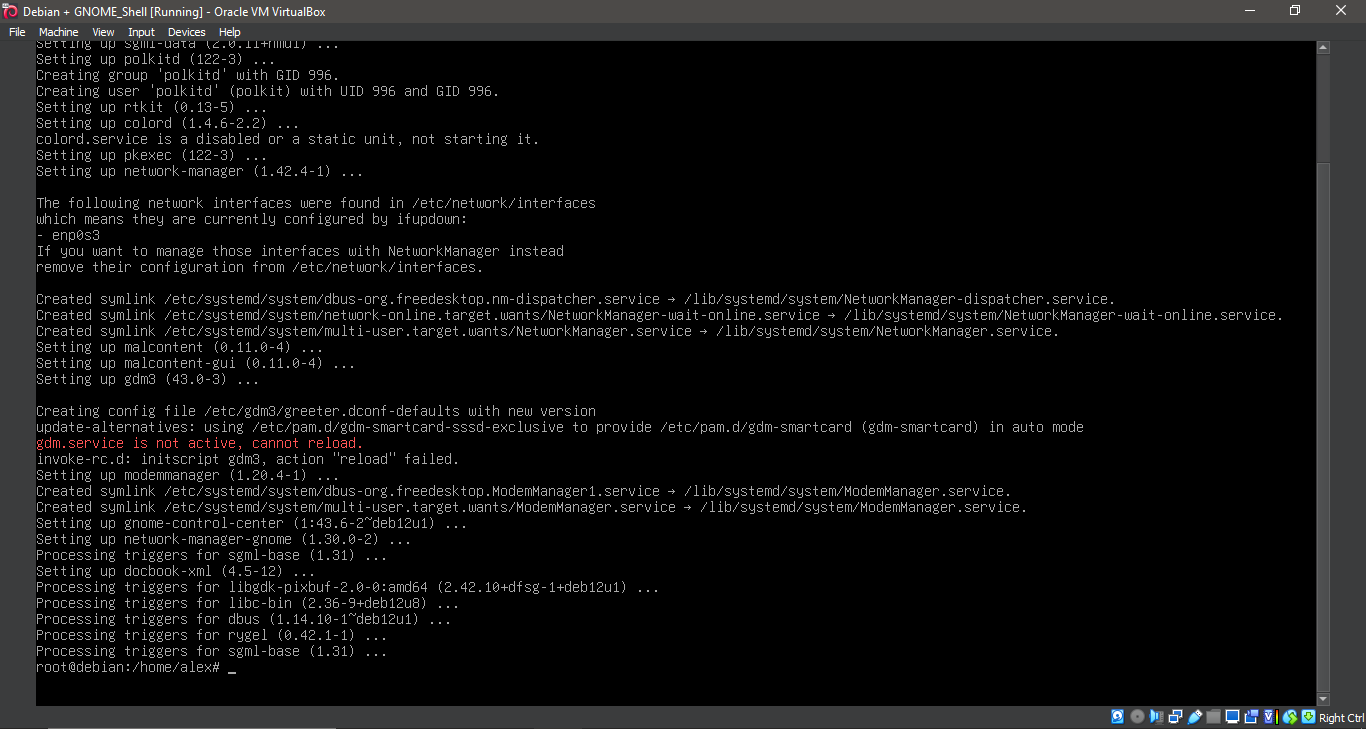 Running 'apt install gnome-shell'